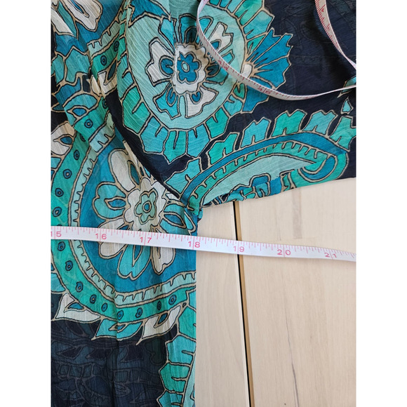 NWT Lucky Brand Sheer Boho Paisley Peasant Top, Size XS - Picture 10 of 12